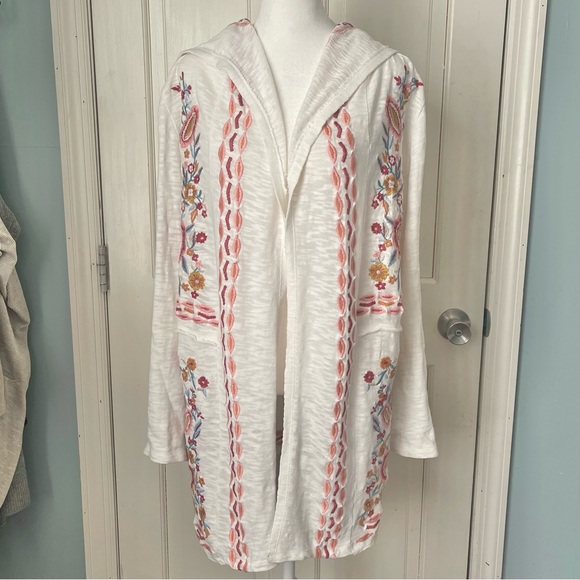 Soft Surroundings Embroidered Hoodie Sweater Small Cotton Boho Cottagecore - Picture 2 of 15